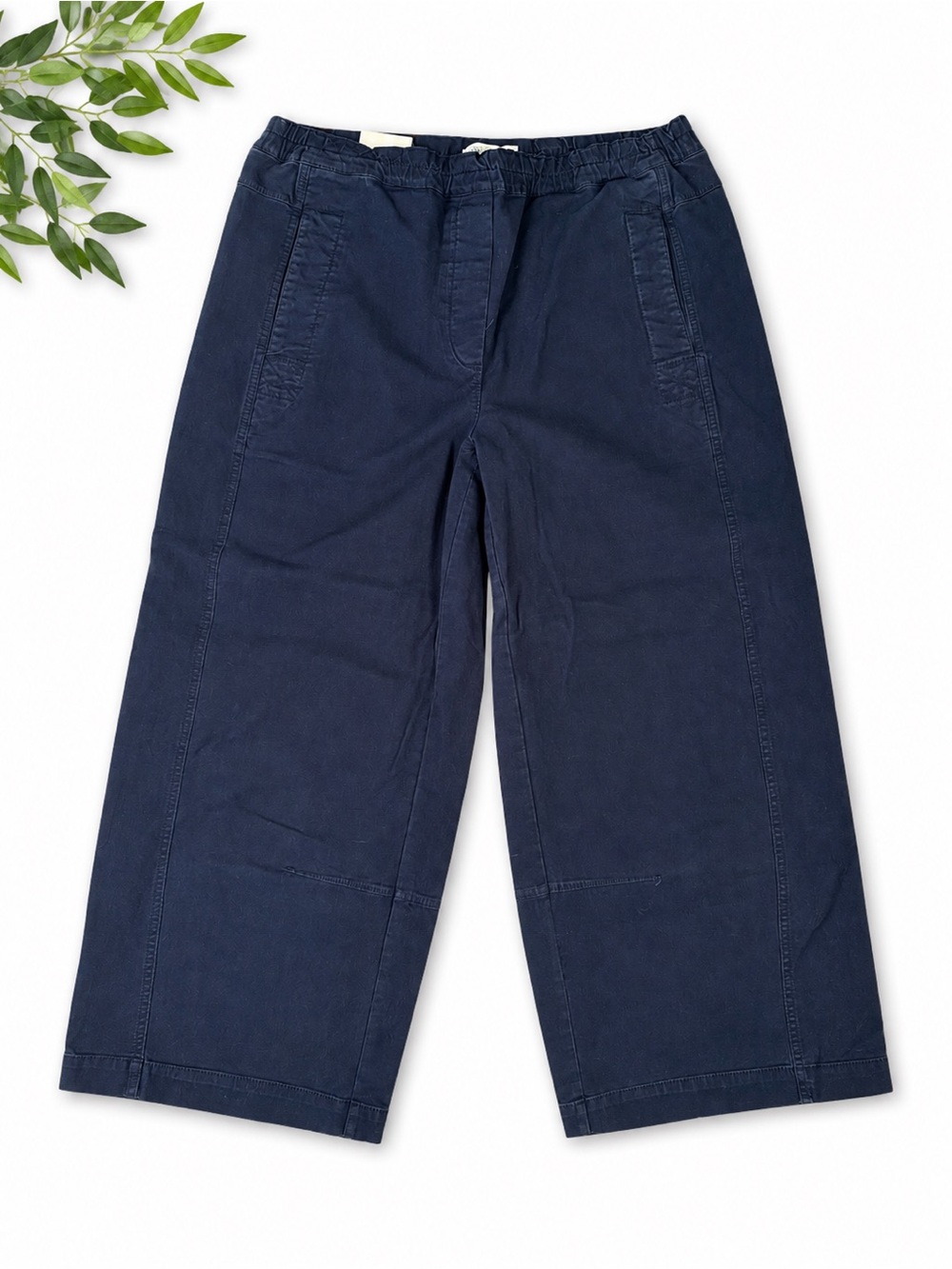 Banana Republic Mid-Rise Relaxed Painter Pull-On Pant Navy Barrel Leg Size Large